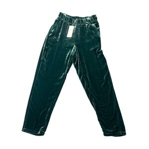 NWT Eileen‎ Fisher Petite Women's PP Velvet High Waist Tapered Leg Pants Green